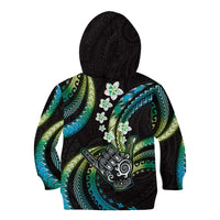 Hawaii Shaka Sign Kid Hoodie Fantastic Frangipani Chartreuse Cyan