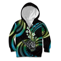 Hawaii Shaka Sign Kid Hoodie Fantastic Frangipani Chartreuse Cyan