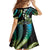 Hawaii Shaka Sign Kid Short Sleeve Dress Fantastic Frangipani Chartreuse Cyan