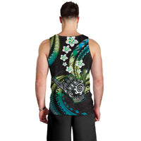 Hawaii Shaka Sign Men Tank Top Fantastic Frangipani Chartreuse Cyan
