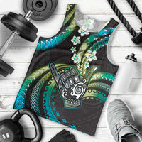 Hawaii Shaka Sign Men Tank Top Fantastic Frangipani Chartreuse Cyan