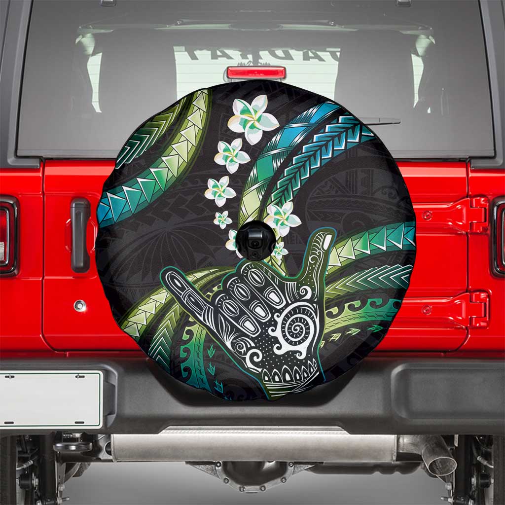 Hawaii Shaka Sign Spare Tire Cover Fantastic Frangipani Chartreuse Cyan