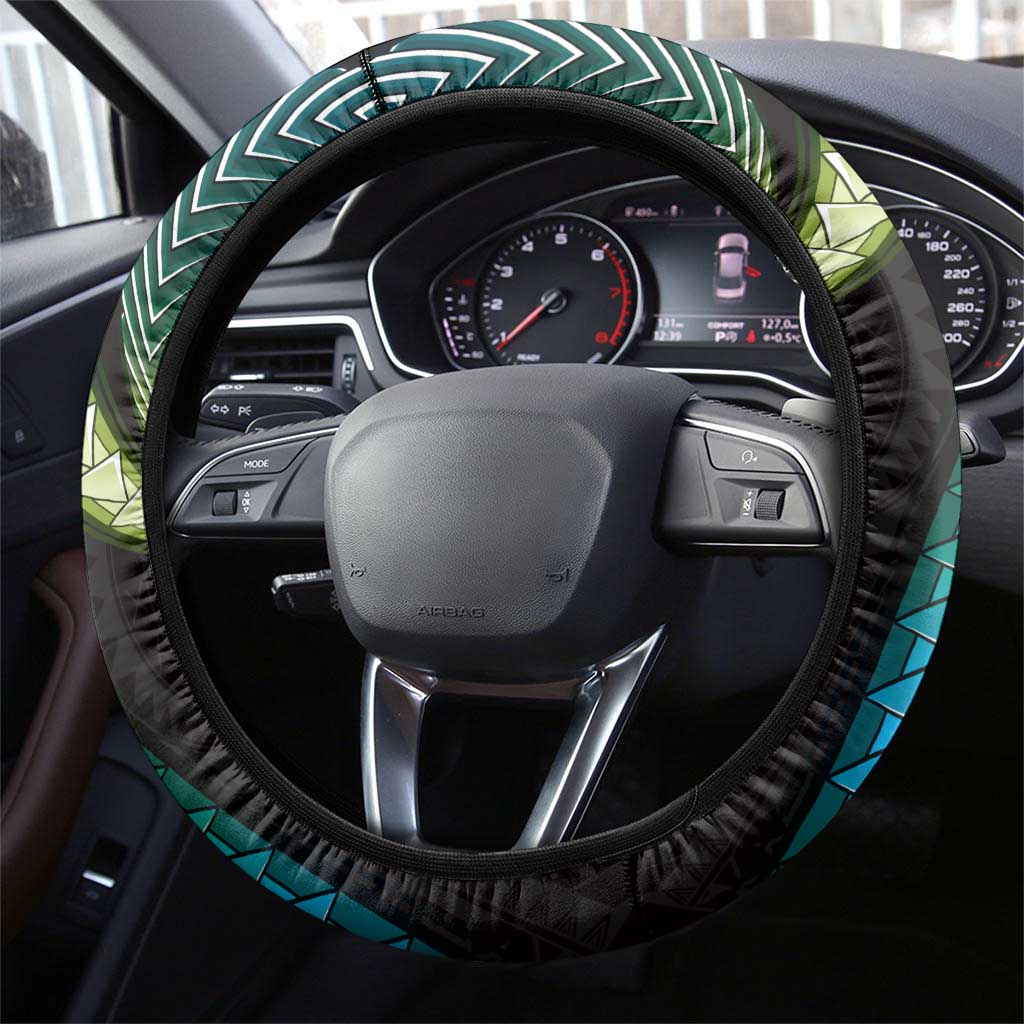 Hawaii Shaka Sign Steering Wheel Cover Fantastic Frangipani Chartreuse Cyan