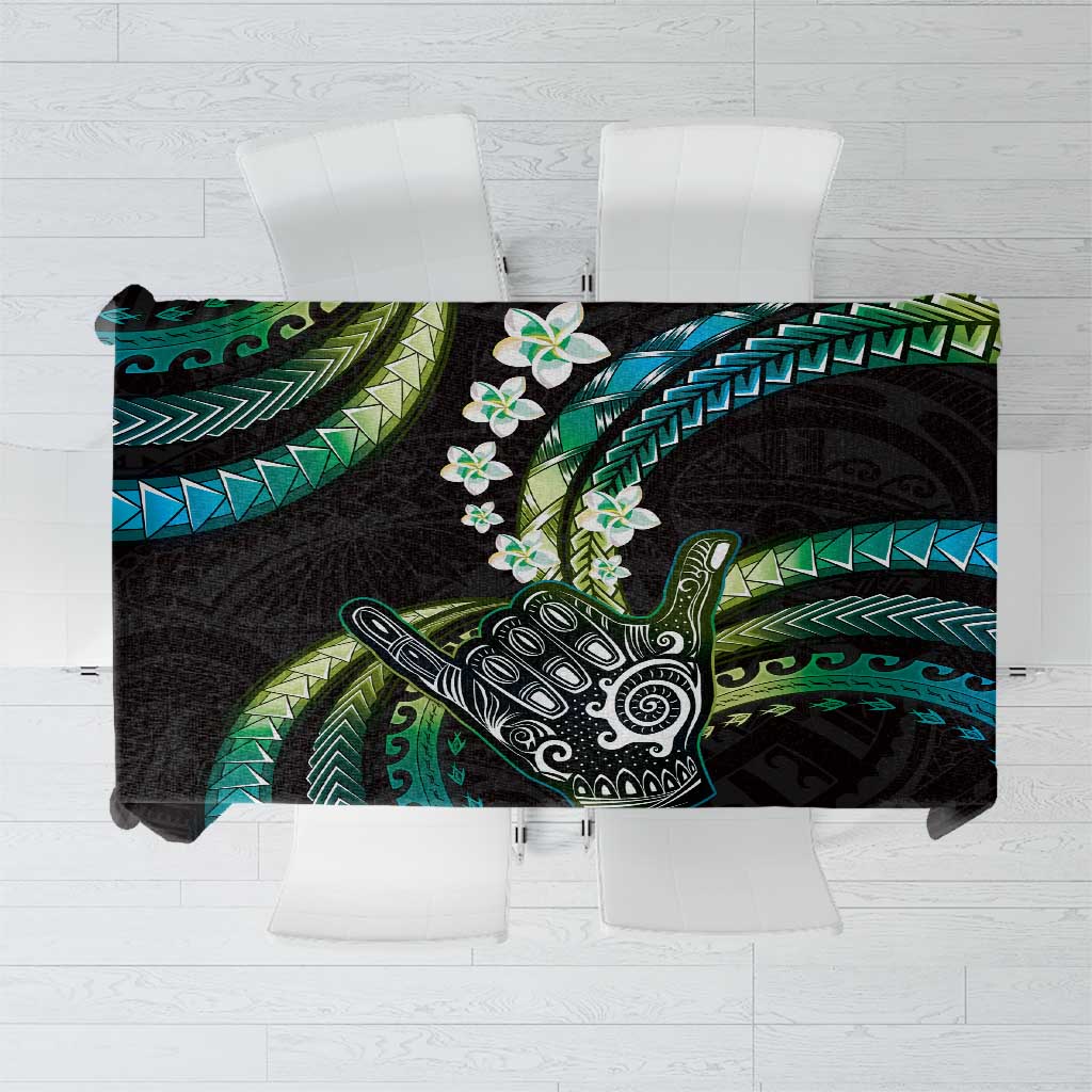 Hawaii Shaka Sign Tablecloth Fantastic Frangipani Chartreuse Cyan