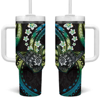 Hawaii Shaka Sign Tumbler With Handle Fantastic Frangipani Chartreuse Cyan