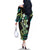 Hawaiian Ukulele Family Matching Off The Shoulder Long Sleeve Dress and Hawaiian Shirt Chartreuse Cyan Fantastic Plumeria
