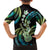 Hawaiian Ukulele Family Matching Puletasi and Hawaiian Shirt Chartreuse Cyan Fantastic Plumeria