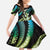 Hawaiian Ukulele Family Matching Puletasi and Hawaiian Shirt Chartreuse Cyan Fantastic Plumeria