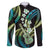 Hawaiian Ukulele Family Matching Puletasi and Hawaiian Shirt Chartreuse Cyan Fantastic Plumeria