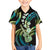 Hawaiian Ukulele Family Matching Puletasi and Hawaiian Shirt Chartreuse Cyan Fantastic Plumeria