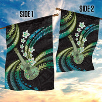 Hawaiian Ukulele Garden Flag Chartreuse Cyan Fantastic Plumeria