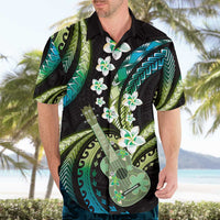 Hawaiian Ukulele Hawaiian Shirt Chartreuse Cyan Fantastic Plumeria