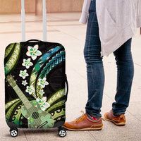 Hawaiian Ukulele Luggage Cover Chartreuse Cyan Fantastic Plumeria