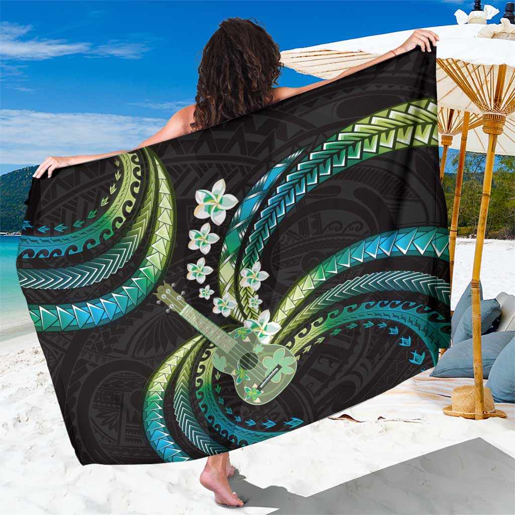Hawaiian Ukulele Sarong Chartreuse Cyan Fantastic Plumeria