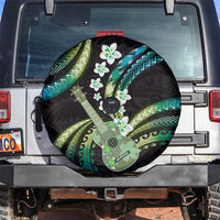 Hawaiian Ukulele Spare Tire Cover Chartreuse Cyan Fantastic Plumeria