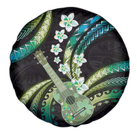 Hawaiian Ukulele Spare Tire Cover Chartreuse Cyan Fantastic Plumeria