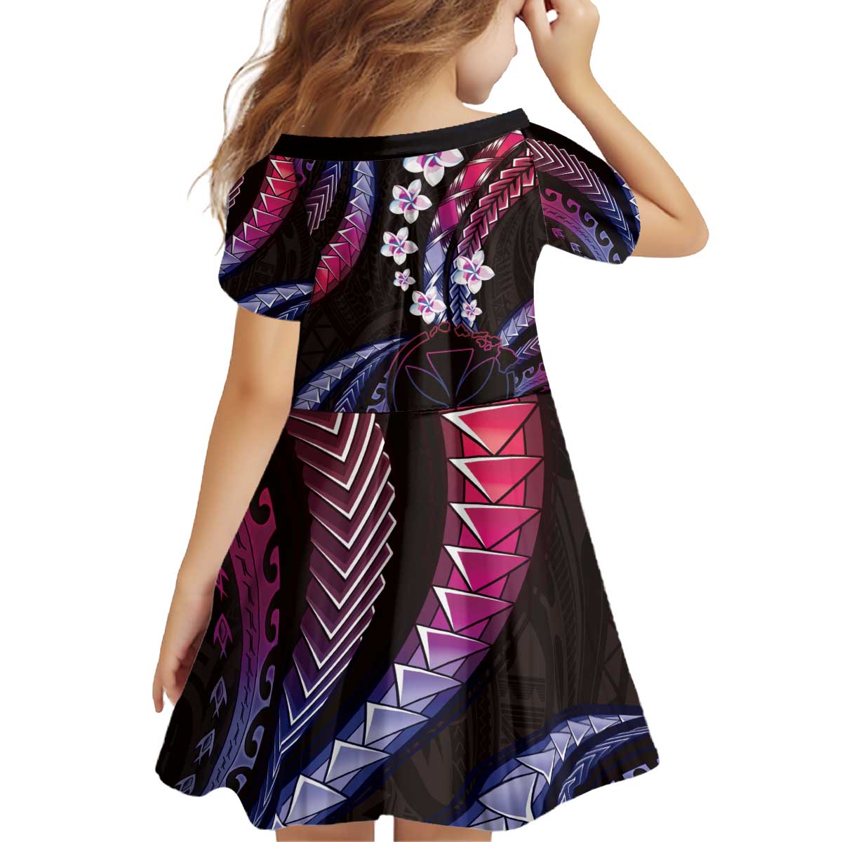 Hawaii Map Kanaka Maoli Kid Short Sleeve Dress Fantastic Frangipani Sweet Dream