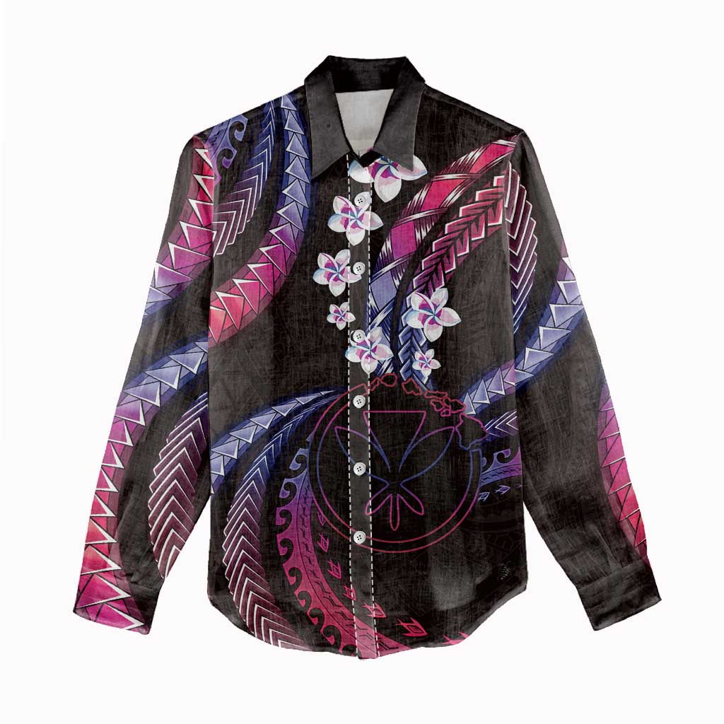 Hawaii Map Kanaka Maoli Women Casual Shirt Fantastic Frangipani Sweet Dream