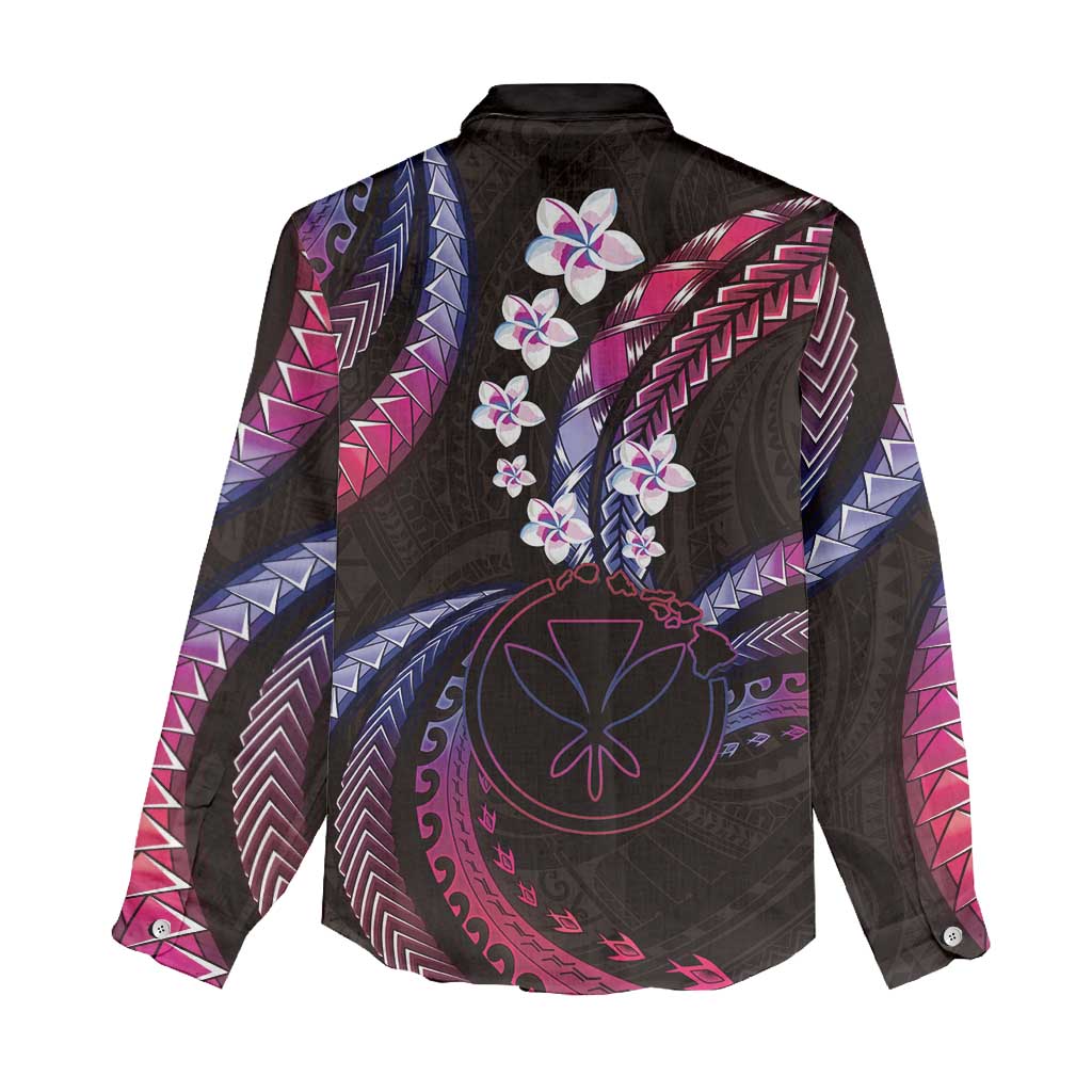 Hawaii Map Kanaka Maoli Women Casual Shirt Fantastic Frangipani Sweet Dream