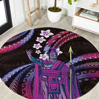 Hawaii King Kamehameha Round Carpet Fantastic Plumeria Sweet Vibes