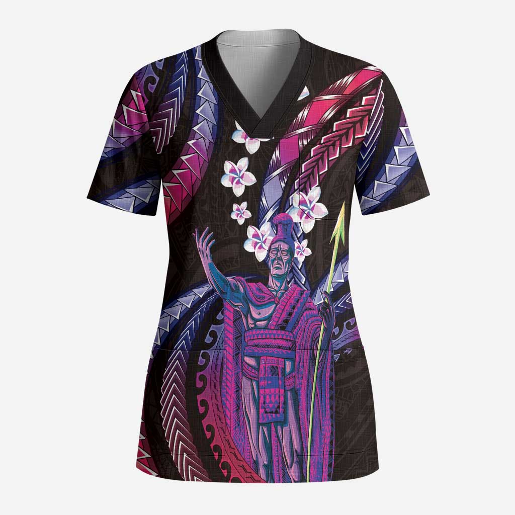 Hawaii King Kamehameha Scrub Top Fantastic Plumeria Sweet Vibes - Polynesian Pride