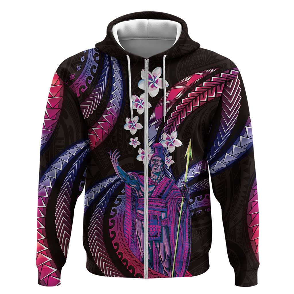 Hawaii King Kamehameha Zip Hoodie Fantastic Plumeria Sweet Vibes
