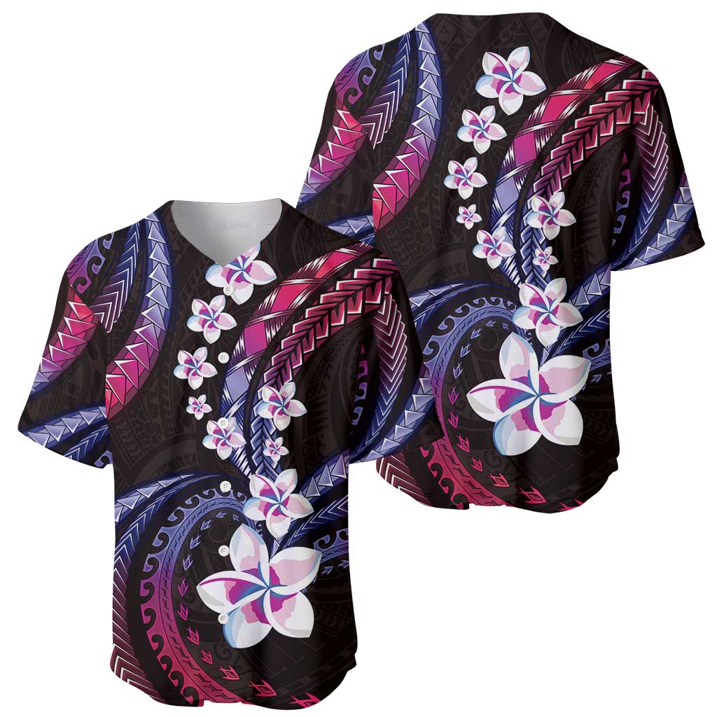 Hawaii Plumeria Baseball Jersey Sweet Gradient Polynesian Pattern