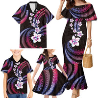 Hawaii Plumeria Family Matching Mermaid Dress and Hawaiian Shirt Sweet Gradient Polynesian Pattern