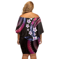 Hawaii Plumeria Family Matching Off Shoulder Short Dress and Hawaiian Shirt Sweet Gradient Polynesian Pattern