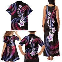 Hawaii Plumeria Family Matching Tank Maxi Dress and Hawaiian Shirt Sweet Gradient Polynesian Pattern