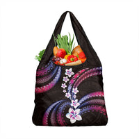 Hawaii Plumeria Grocery Bag Sweet Gradient Polynesian Pattern