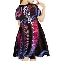 Hawaii Plumeria Kid Short Sleeve Dress Sweet Gradient Polynesian Pattern