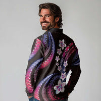 Hawaii Plumeria Long Sleeve Polo Shirt Sweet Gradient Polynesian Pattern