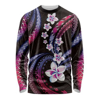 Hawaii Plumeria Long Sleeve Shirt Sweet Gradient Polynesian Pattern