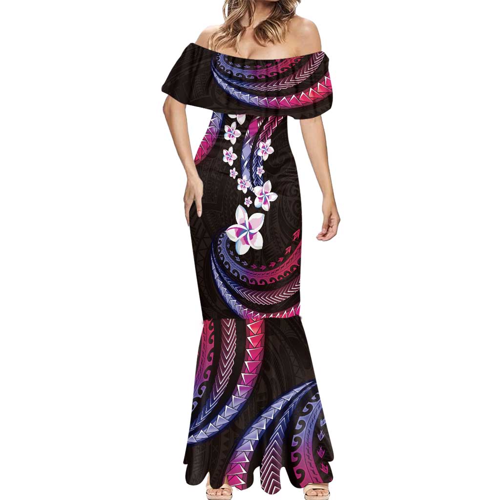 Hawaii Plumeria Mermaid Dress Sweet Gradient Polynesian Pattern