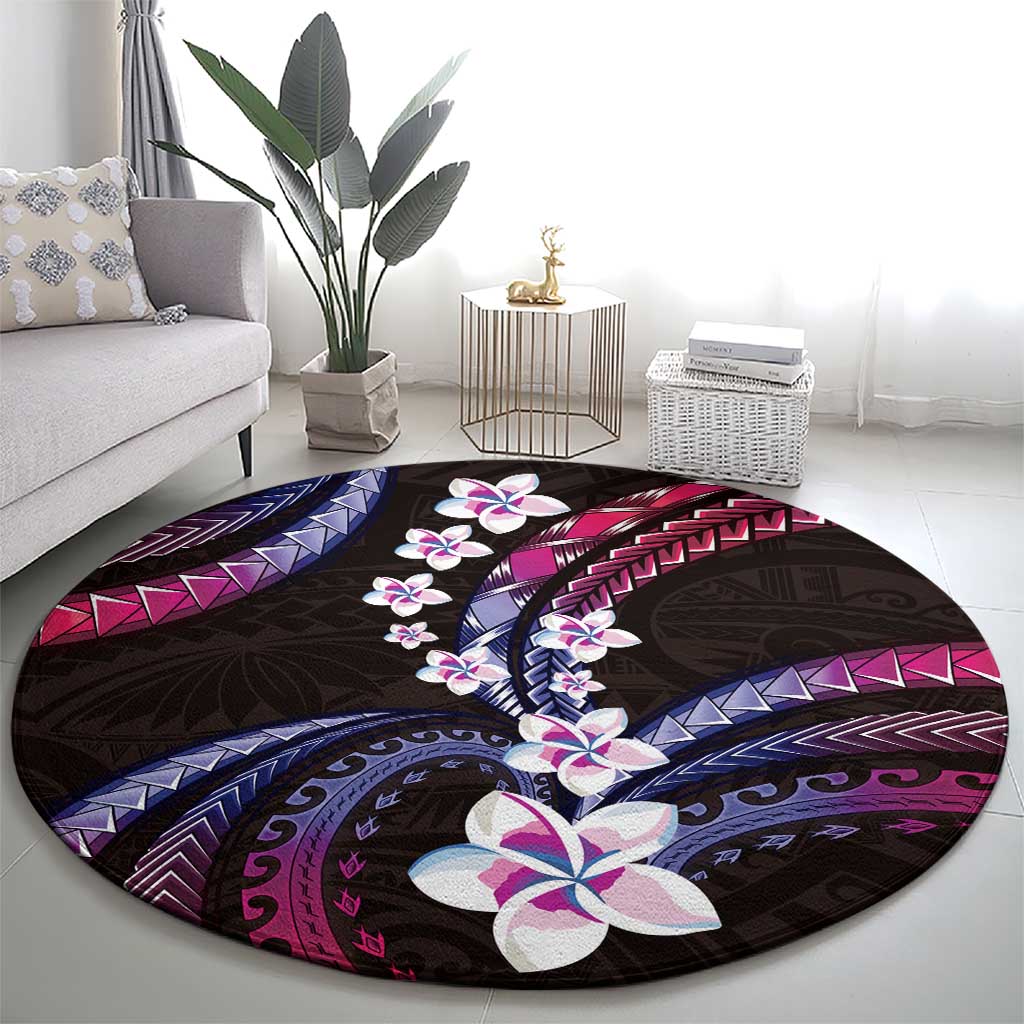 Hawaii Plumeria Round Carpet Sweet Gradient Polynesian Pattern