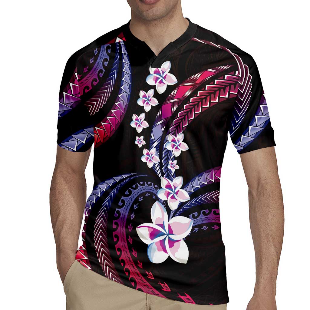 Hawaii Plumeria Rugby Jersey Sweet Gradient Polynesian Pattern