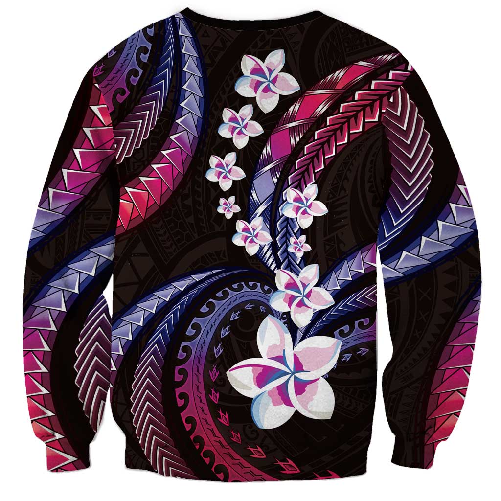 Hawaii Plumeria Sweatshirt Sweet Gradient Polynesian Pattern