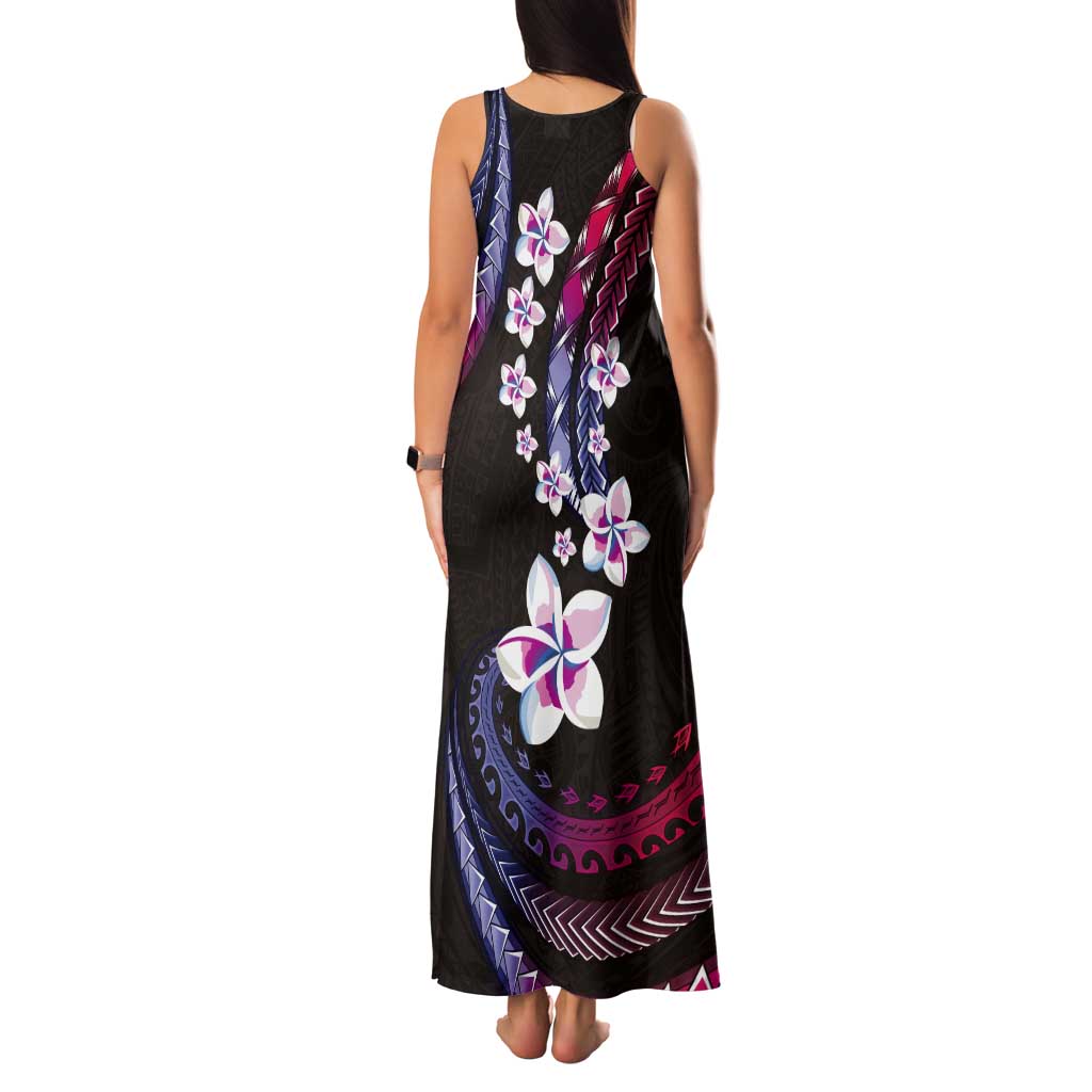 Hawaii Plumeria Tank Maxi Dress Sweet Gradient Polynesian Pattern