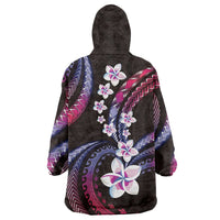 Hawaii Plumeria Wearable Blanket Hoodie Sweet Gradient Polynesian Pattern