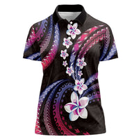 Hawaii Plumeria Women Polo Shirt Sweet Gradient Polynesian Pattern