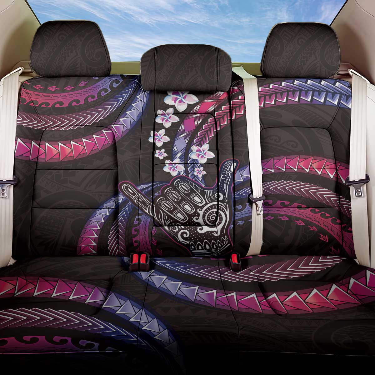 Hawaii Shaka Sign Back Car Seat Cover Fantastic Frangipani Sweet Vibes