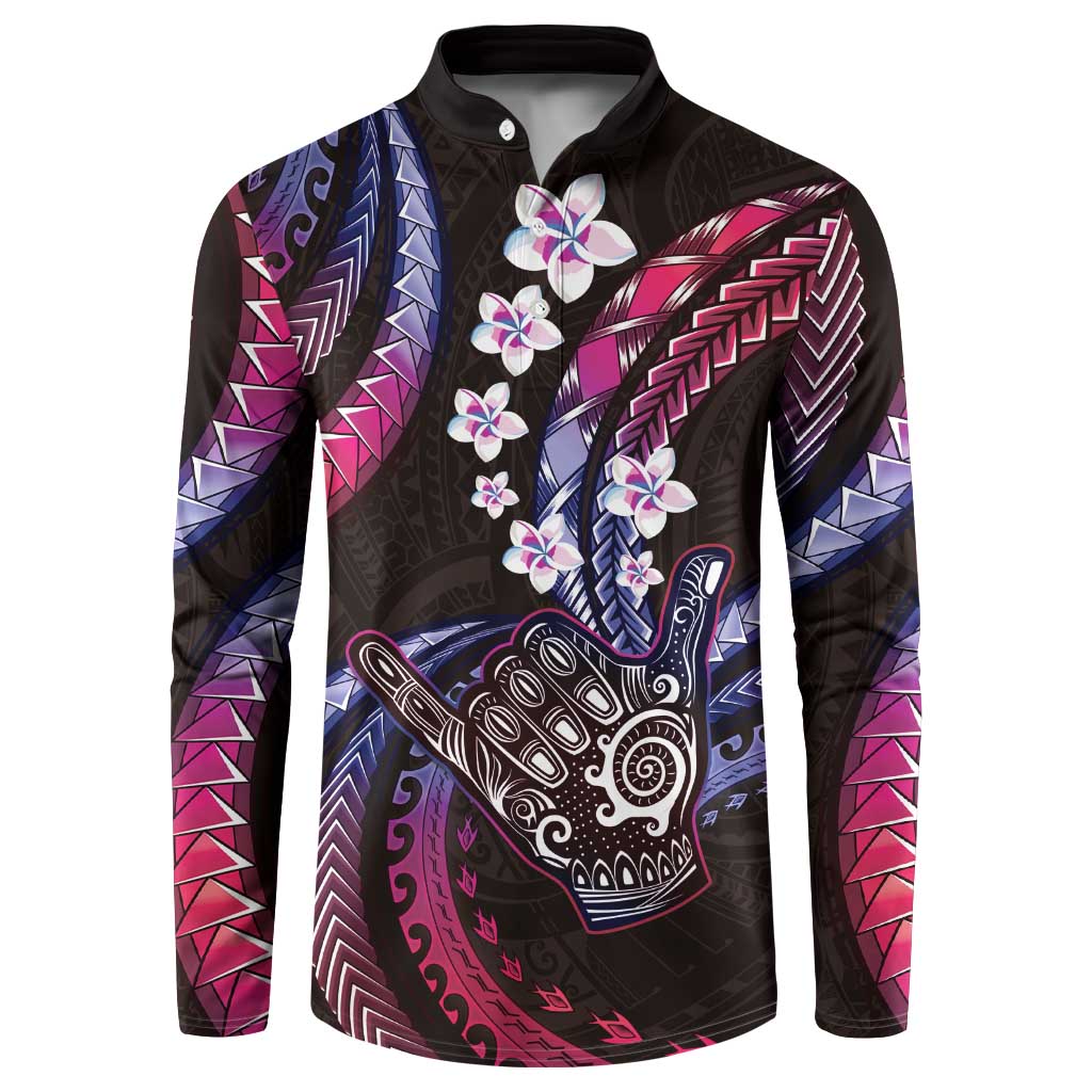 Hawaii Shaka Sign Button Sweatshirt Fantastic Frangipani Sweet Vibes