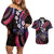 Hawaii Shaka Sign Couples Matching Off Shoulder Short Dress and Hawaiian Shirt Fantastic Frangipani Sweet Vibes