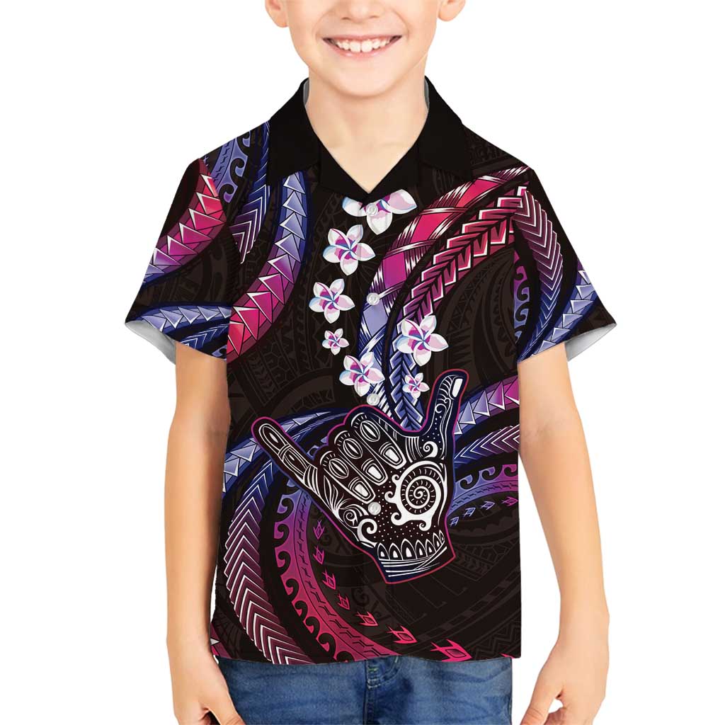 Hawaii Shaka Sign Family Matching Off Shoulder Short Dress and Hawaiian Shirt Fantastic Frangipani Sweet Vibes