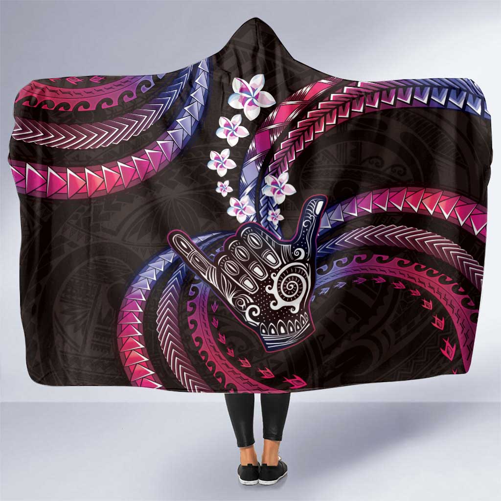Hawaii Shaka Sign Hooded Blanket Fantastic Frangipani Sweet Vibes