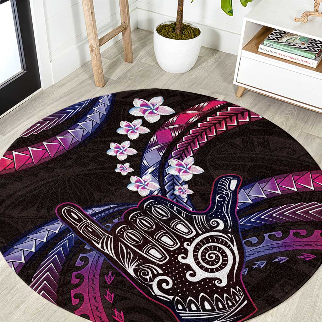 Hawaii Shaka Sign Round Carpet Fantastic Frangipani Sweet Vibes