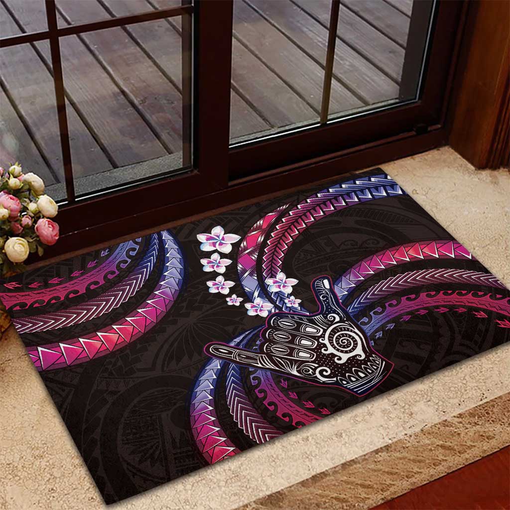 Hawaii Shaka Sign Rubber Doormat Fantastic Frangipani Sweet Vibes