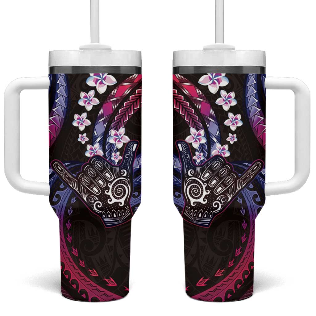 Hawaii Shaka Sign Tumbler With Handle Fantastic Frangipani Sweet Vibes