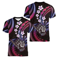 Hawaii Shaka Sign Women V-Neck T-Shirt Fantastic Frangipani Sweet Vibes